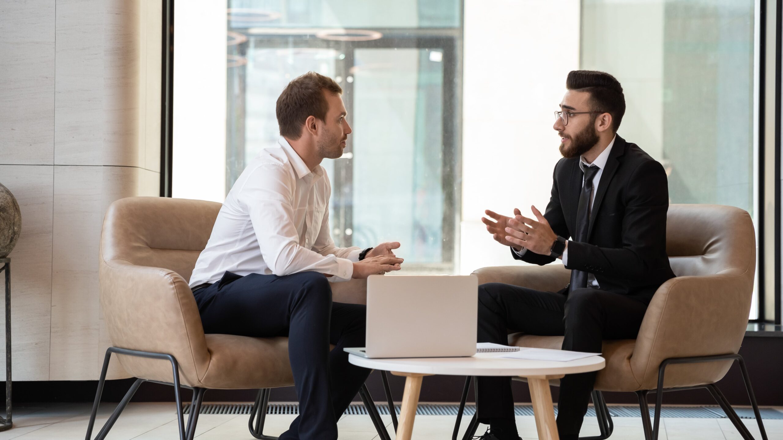 a business consultant meeting with client