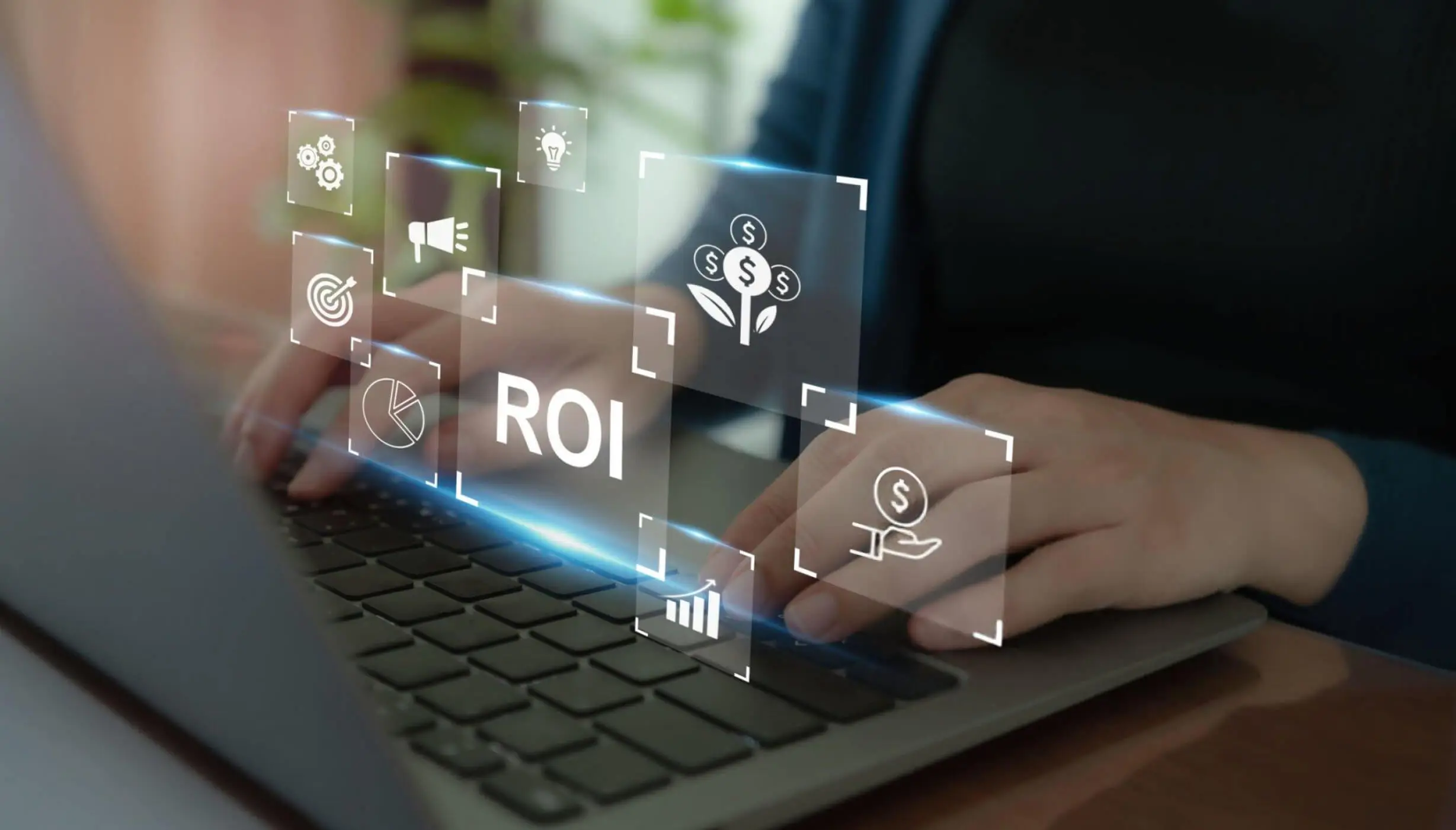 ROI, return on investment concept. Measuring the profitability of an investment. 